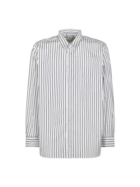 Koszula Comme Des Garcons w paski z paskiem biała
