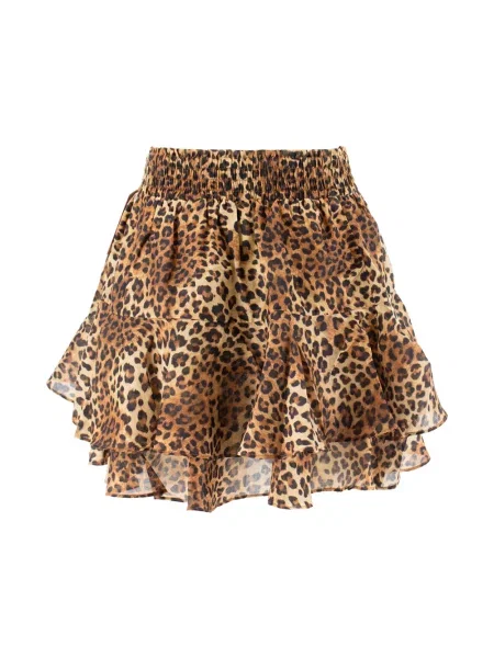 Spódnica mini Mc2 Saint Barth z falbankami brązowa