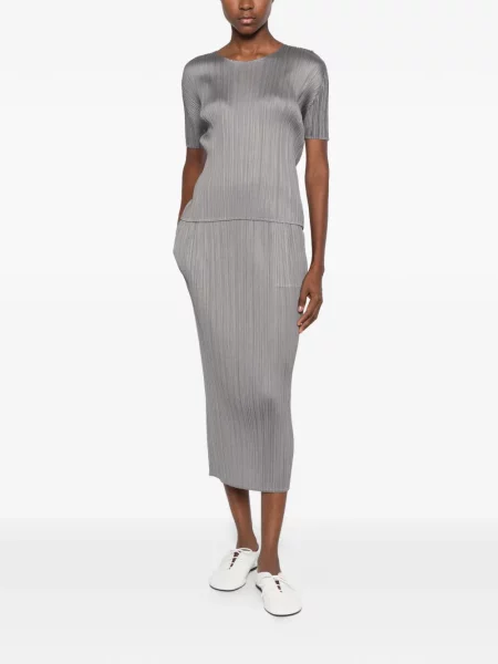 Fustă midi Pleats Please Issey Miyake gri