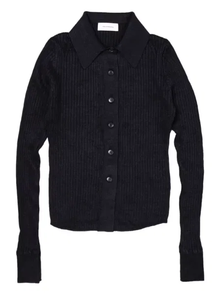 Dzianinowy kardigan Mfpen prążkowany czarny