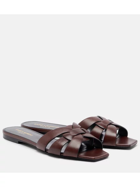 Sandale Saint Laurent din piele maro