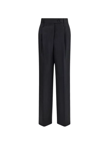 Pantaloni Ferragamo de lână cu dungi negru