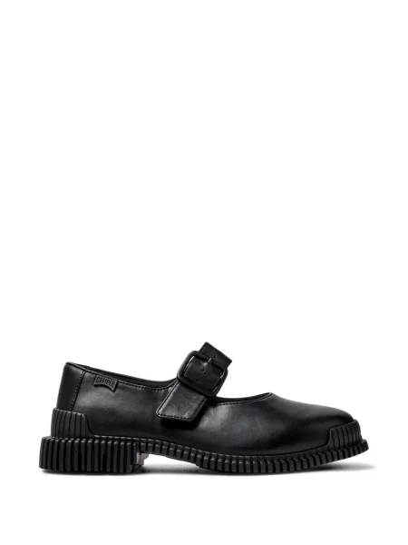 Balerini Camper din piele cu cataramă negru