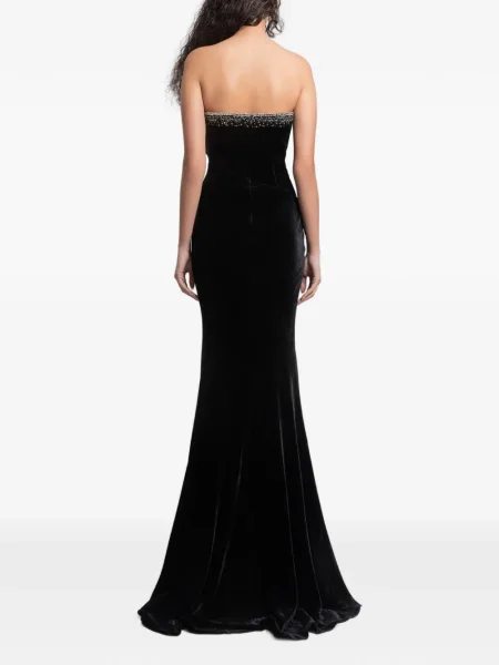 Rochie maxi Gemy Maalouf cu mărgele fără bretele de costum negru