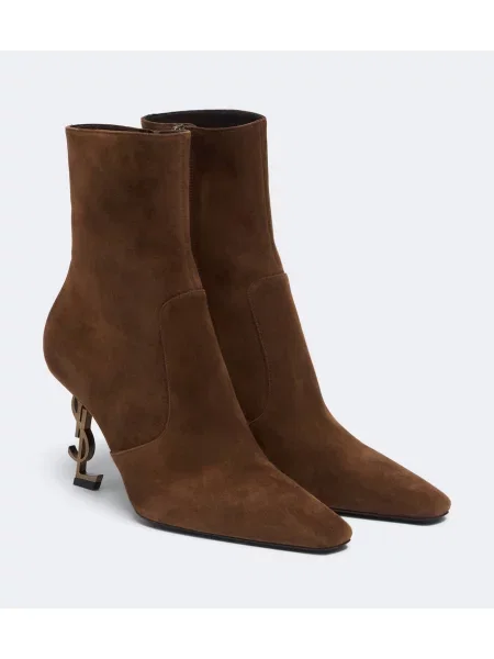 Cizme scurte Saint Laurent din piele de căprioară maro