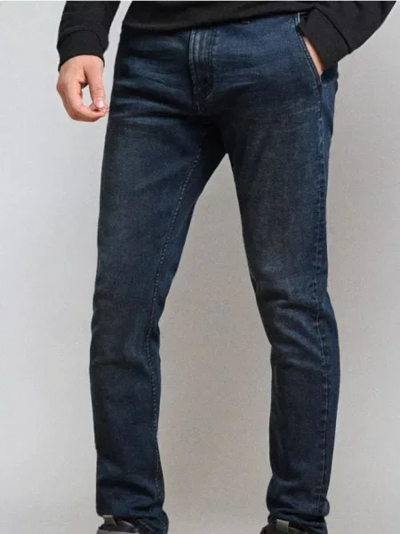 Sinsay Spodnie jeansowe chino slim fit niebieski