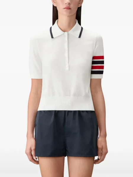 Tricou polo Thom Browne alb