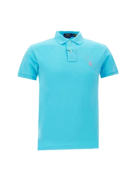 Lniana koszulka polo Polo Ralph Lauren z krótkim rękawem klasyczna niebieska