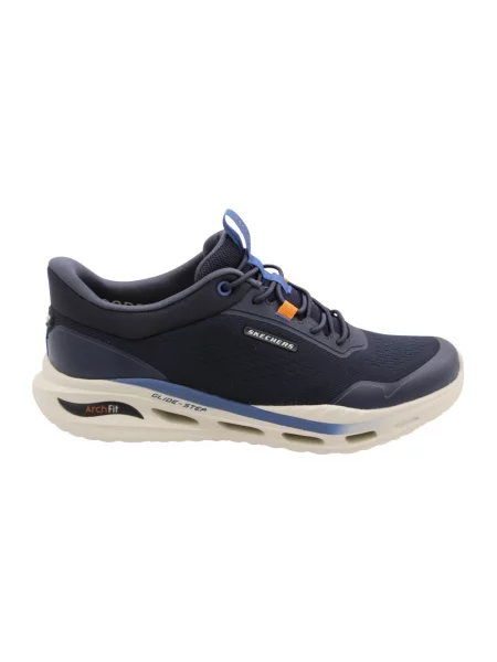 Lniane sneakersy Skechers niebieskie