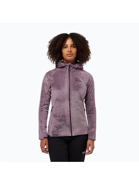 Bluza polarowa Jack Wolfskin Rotwand Hooded Fz fioletowa