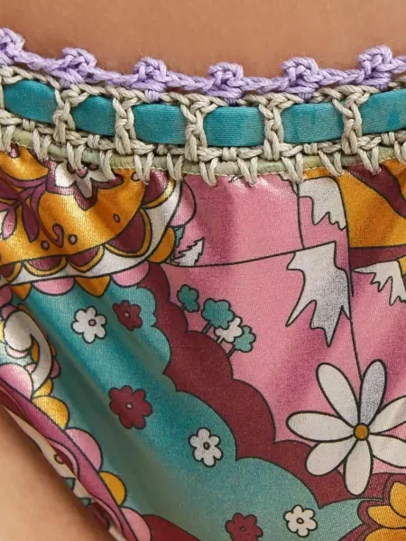 Bikini Del Maar cu model floral cu imagine verde