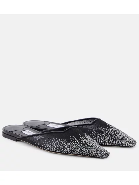 Papuci tip mules Jimmy Choo plasă negru