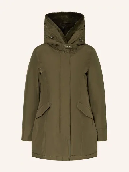Woolrich Péřová Bunda Beaker S Umělou Kožešinou khaki