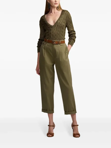 Плисирани панталон Ralph Lauren Collection зелено