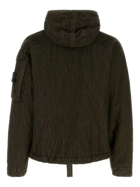 Яке с качулка Stone Island от рипсено кадифе с качулка камъни зелено