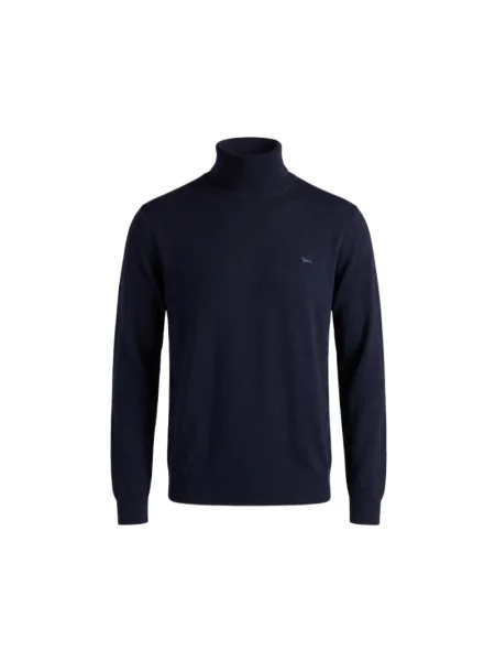 Sweter z golfem Harmont & Blaine wełniany niebieski
