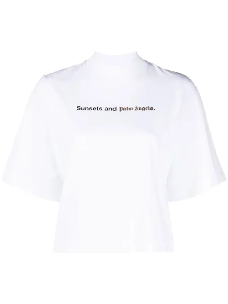 Tricou Palm Angels cu imagine scurt alb