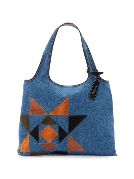 Geantă shopper 3.1 Phillip Lim din piele de căprioară albastru