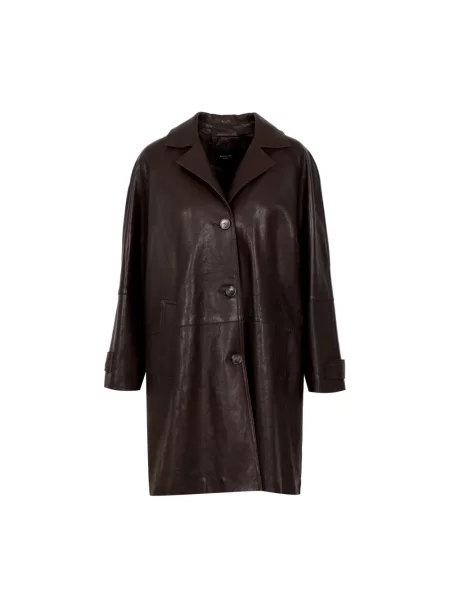 Podróż płaszcz Weekend Max Mara skórzany brązowy