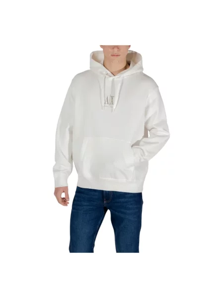 Armani Exchange bluza z kapturem z aplikacją biały