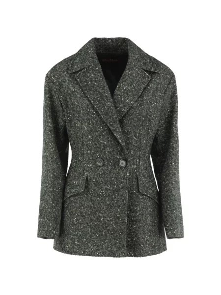 Bouclé sacou Max Mara cu două rânduri de nasturi verde