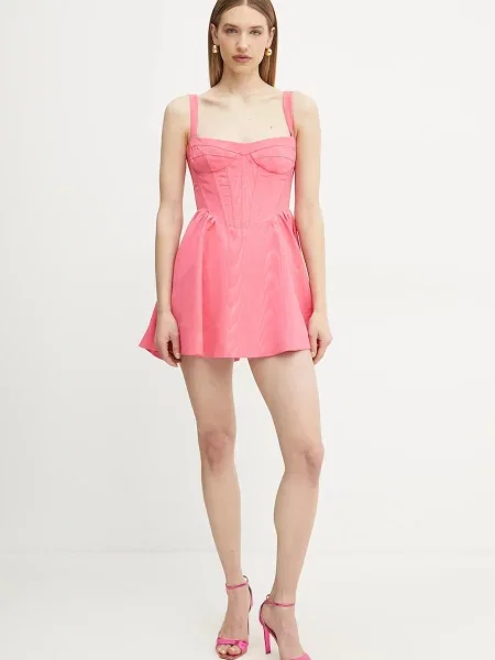 Bardot sukienka mini rozkloszowana różowy