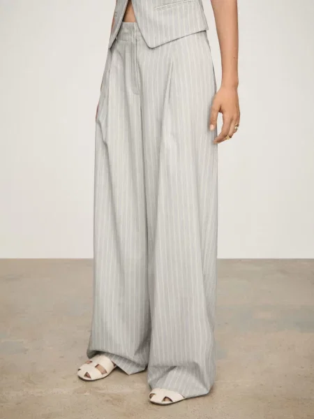MANGO Штани палаццо сірий