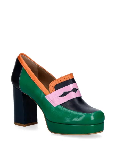 Pantofi cu toc Fly London din piele cu platformă verde