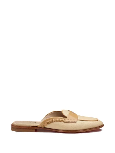 Papuci tip mules Santoni din piele fără toc țesuți