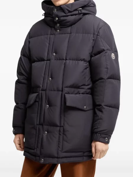 Geacă Moncler cu glugă albastru