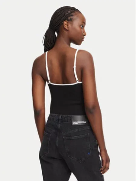 KARL LAGERFELD JEANS Košeľové body / biela čierna