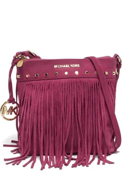 Body Michael Michael Kors cu franjuri din piele cu motiv cu inimi albastru