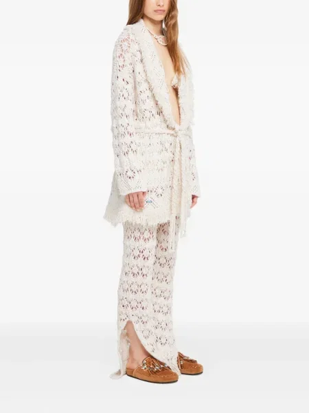 Cardigan Alanui cu franjuri alb