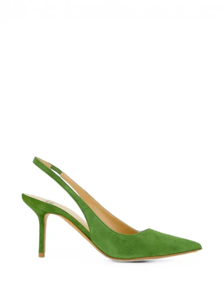 Pantofi cu toc Francesco Russo din piele de căprioară slingback verde
