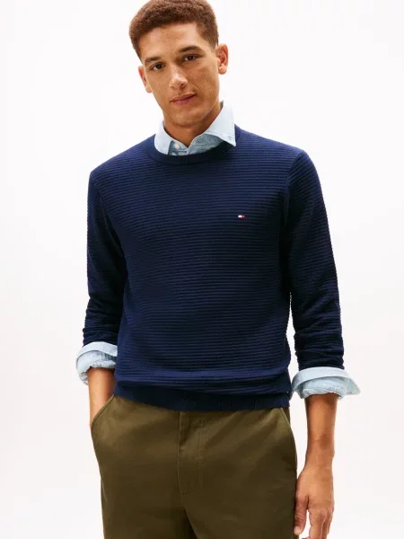 Dzianinowy sweter Tommy Hilfiger niebieski