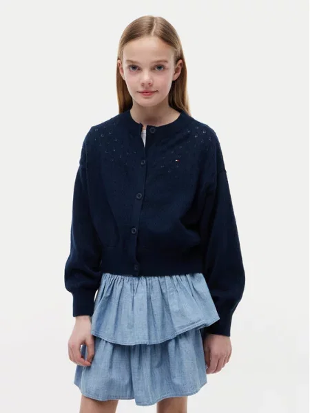 Tommy Hilfiger Kardigán Pointelle Sötétkék