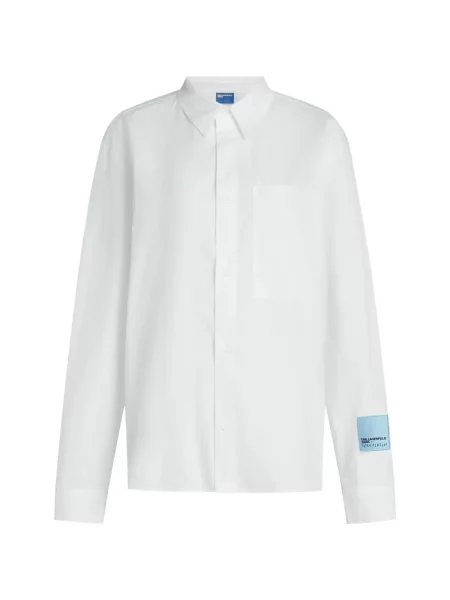 Cămașă de blugi Karl Lagerfeld Jeans din poplin alb