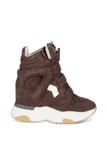 Sneakerși Isabel Marant din piele de căprioară cu pană maro
