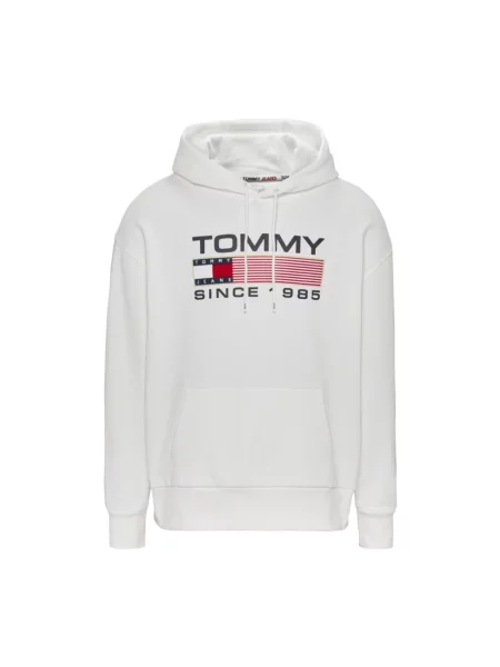 Bluza z kapturem Tommy Hilfiger z kapturem z logo biała