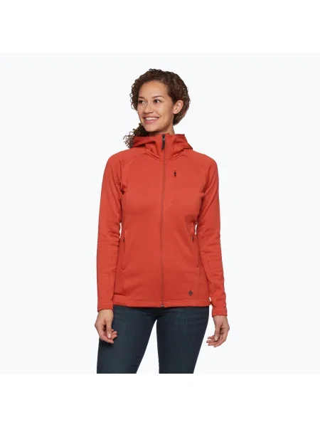 Bluză de trekking pentru femei Black Diamond Factor Hoody roșie negru