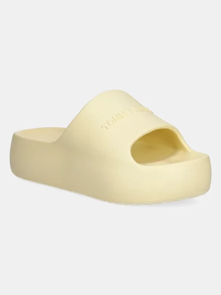 Tommy Jeans papuci CHUNKY POOL SLIDE ESS femei cu platforma galben