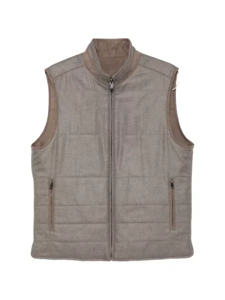Matlasat vestă Corneliani cu model herringbone maro
