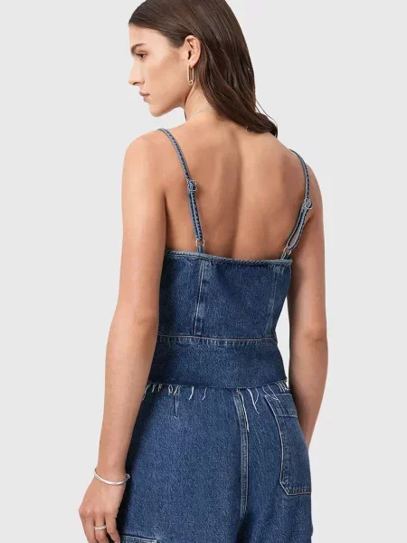 Однотонная блузка Allsaints голубая