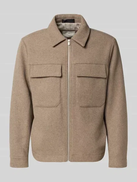 Kurtka koszulowa z na piersi model ‘RUSSEL’ Jack & Jones Premium beżowa