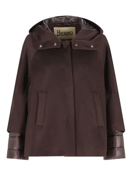 Geacă Herno din cașmir cu glugă maro