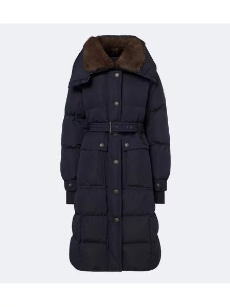 Kabát z ovčej kože Moncler Grenoble modrá