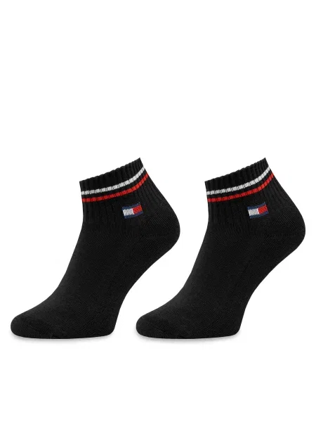 Set de 4 perechi de șosete medii unisex Tommy Hilfiger negru