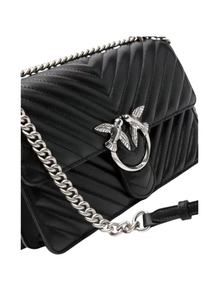 Pinko crossbody kabelka dámska kožená čierna