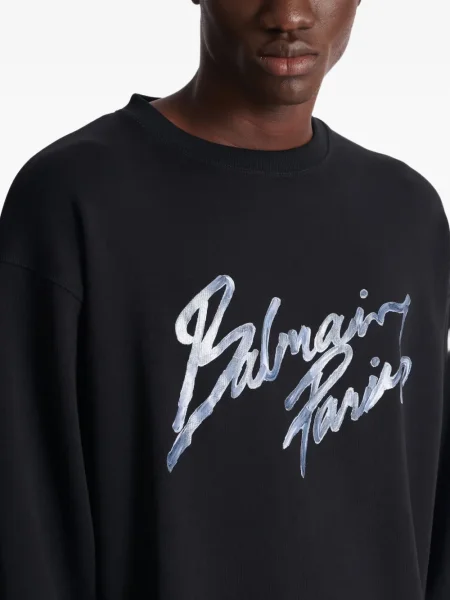 Hanorac Balmain cu imagine negru