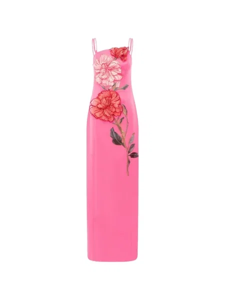 Maxi rochie maxi Leo Lin cu model floral de costum roz